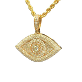 14k Rose Gold 1.00ct G SI1 Round Diamond Pave Set Evil Eye Pendant 1'x60'inch